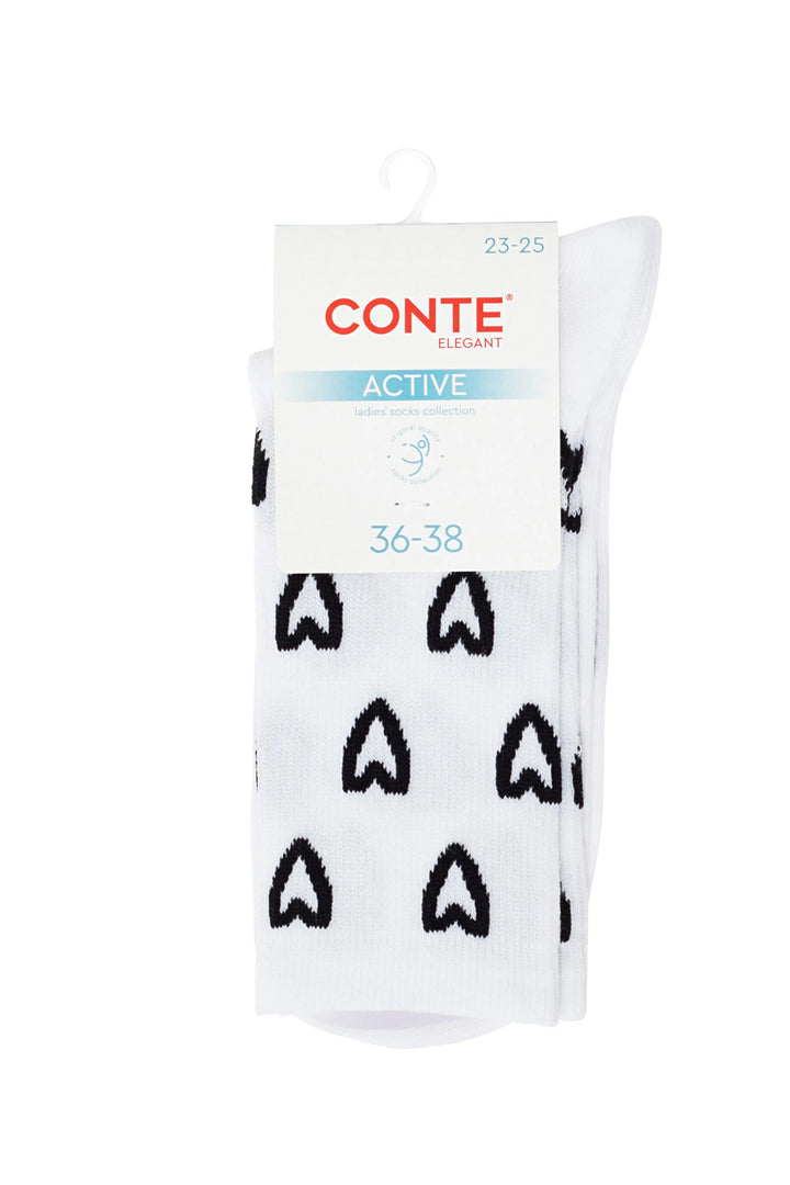 White socks with black patterns in packaging on a white background #color_white