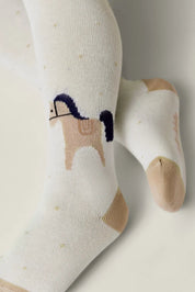 Children's socks with a horse design on a light background #color_milky