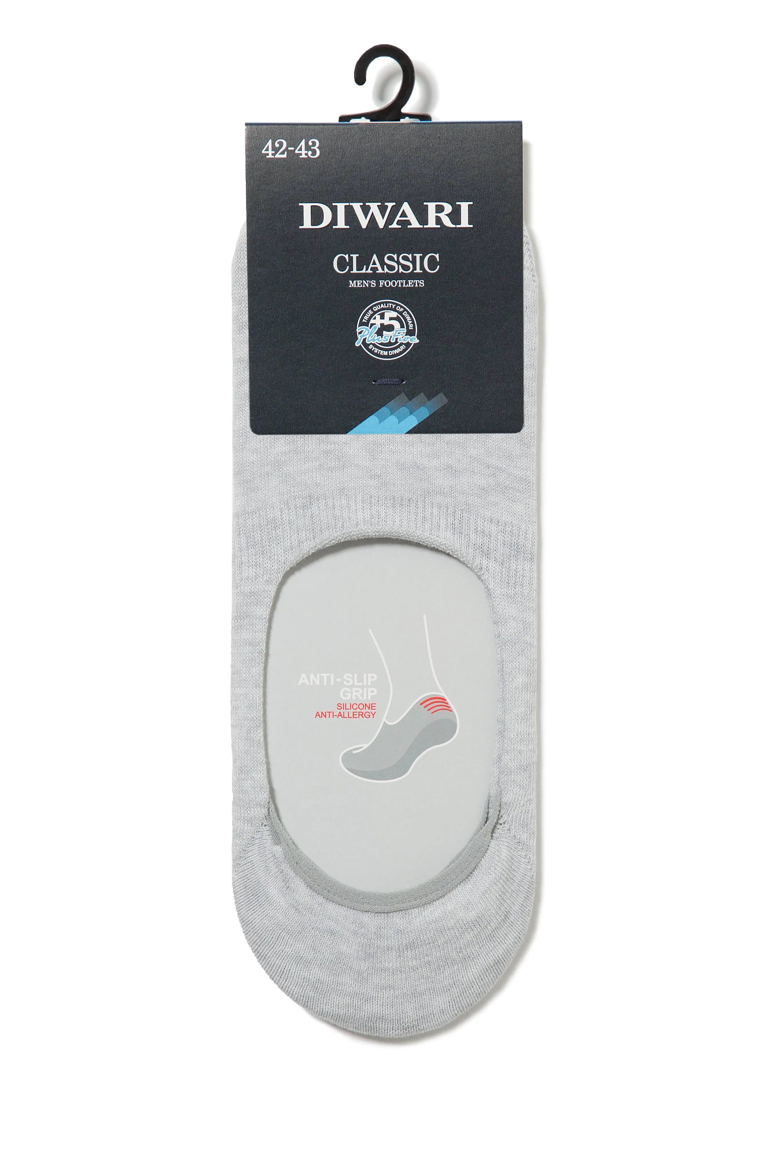Gray ankle sock with Diwari branding on a white background #color_light-gray