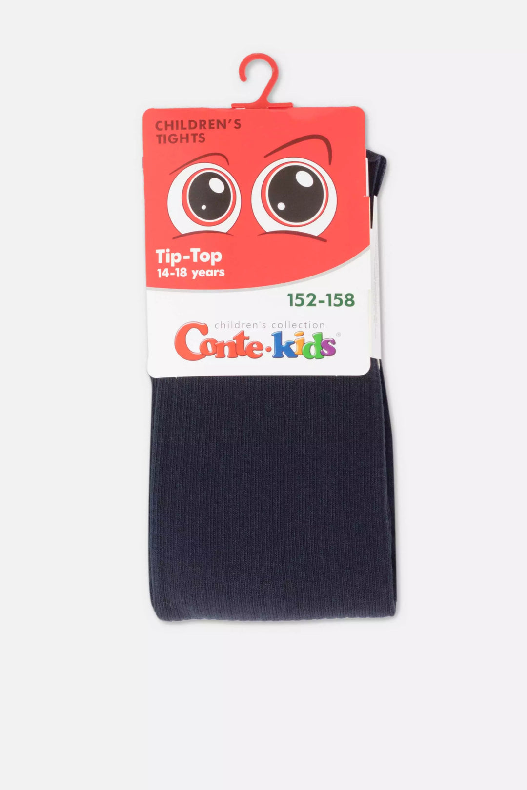 Navy blue tights with a red and white packaging label on a white background #color_dark-blue