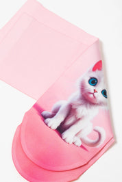 Pink sandal with a cat design on a white background