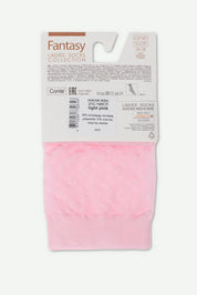 Pink lace fabric with a 'Fantasy' label on a white background #color_light-pink