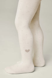 White tights with a heart design on a plain background #color_milky