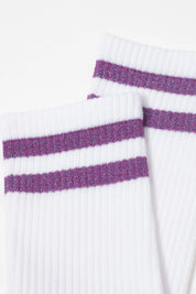 White socks with purple stripes on a white background #color_lilac