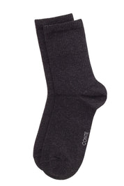 Dark gray sock with 'Conte' branding on a white background #color_black
