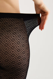 Fantasy Tights Conte Alba - Geometric Diamond Pattern