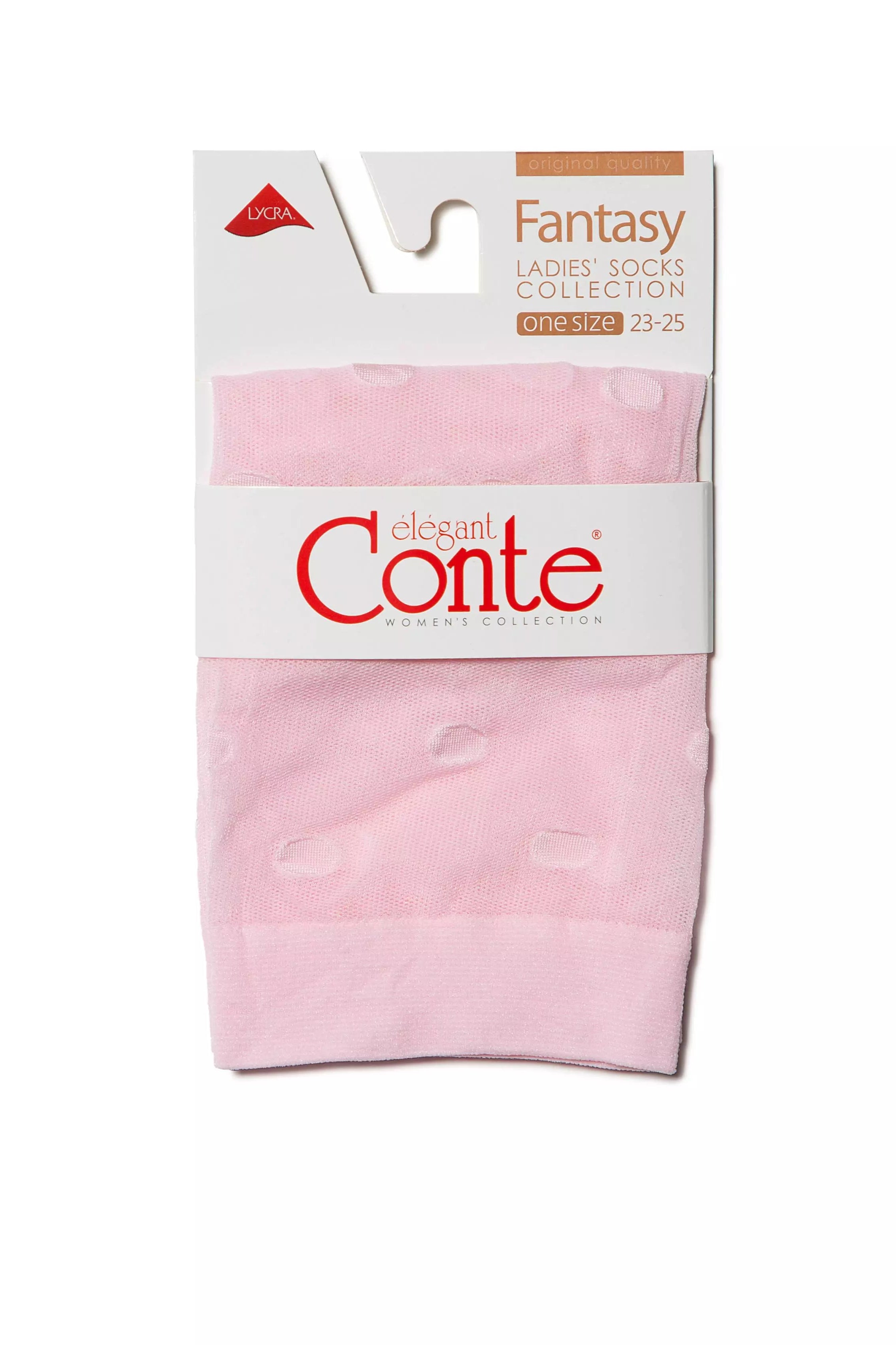 Pink tights with 'elegant Conte' packaging on a white background #color_light-pink