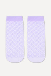 Pair of light purple socks with textured pattern on a white background #color_violet