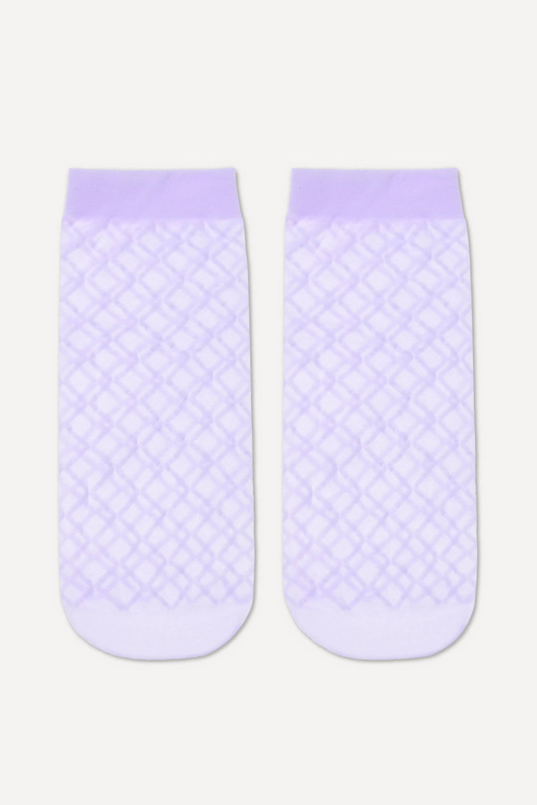 Pair of light purple socks with textured pattern on a white background #color_violet