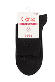 Black ankle sock with Conte label on a white background #color_black