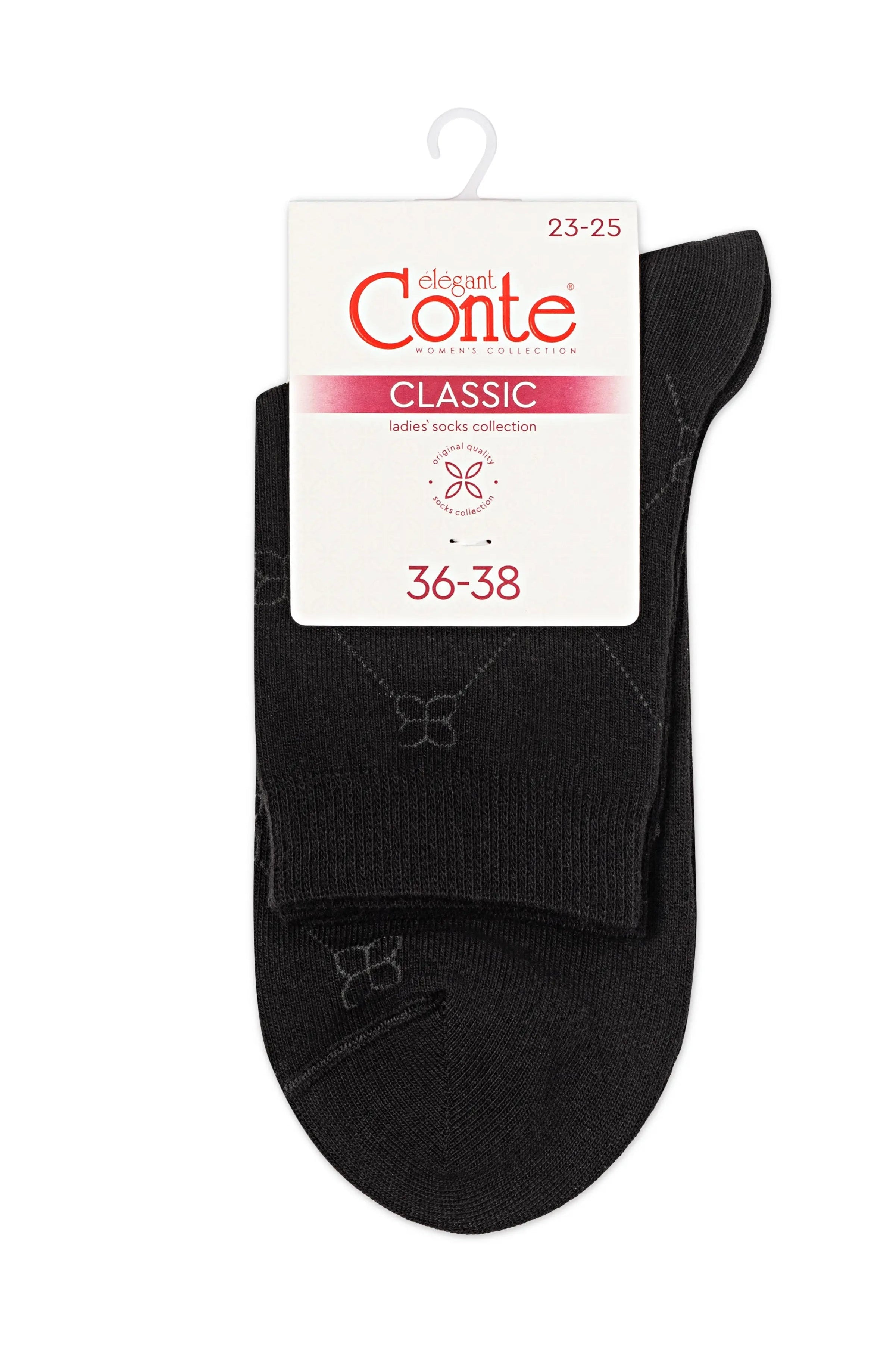 Black ankle sock with Conte label on a white background #color_black