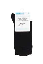 Black sock with a visible brand label on a white background #color_black