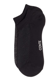 Black ankle sock with 'Conte' branding on a white background #color_black