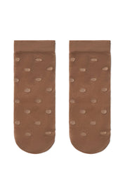 Pair of brown socks with subtle pattern on a white background #color_bronz-tan