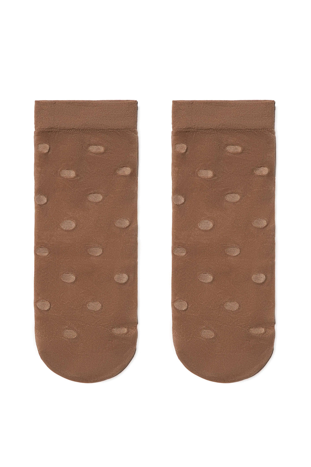 Pair of brown socks with subtle pattern on a white background #color_bronz-tan