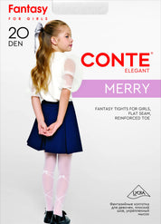 Advertisement for Conte tights featuring a girl wearing them on a white background #color_bianco