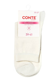 White ankle sock with Conte branding on a white background #color_milky