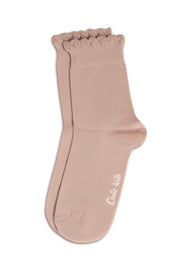 Beige sock with brand logo on a white background #color_ash-pink