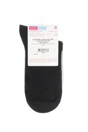 Black ankle sock with a visible brand label on a white background #color_black