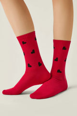 Cotton Long Socks Conte Active 708 – Hearts Pattern