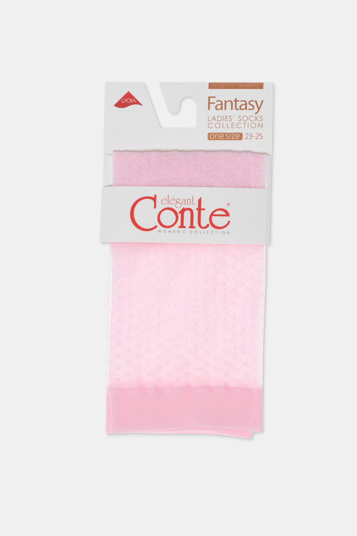 Pack of pink socks with 'elegant Conte' branding on a white background #color_light-pink