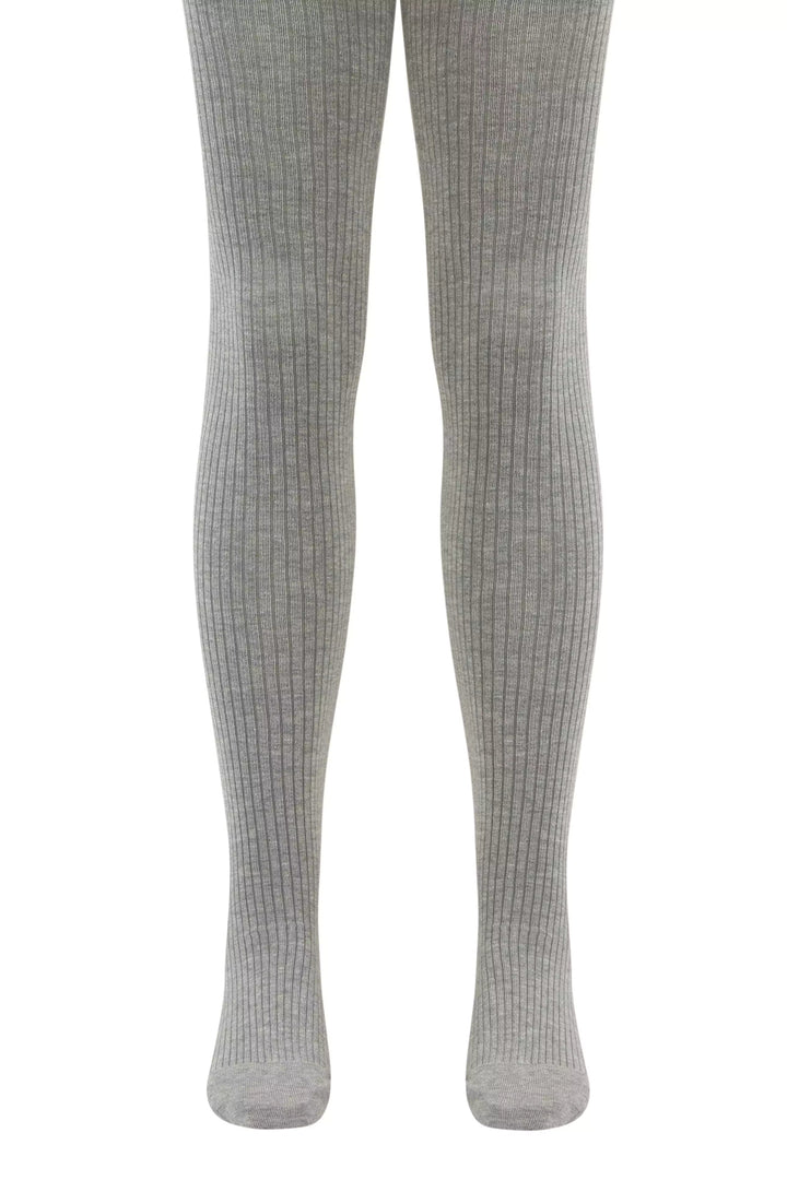 Gray ribbed tights on a white background #color_gray