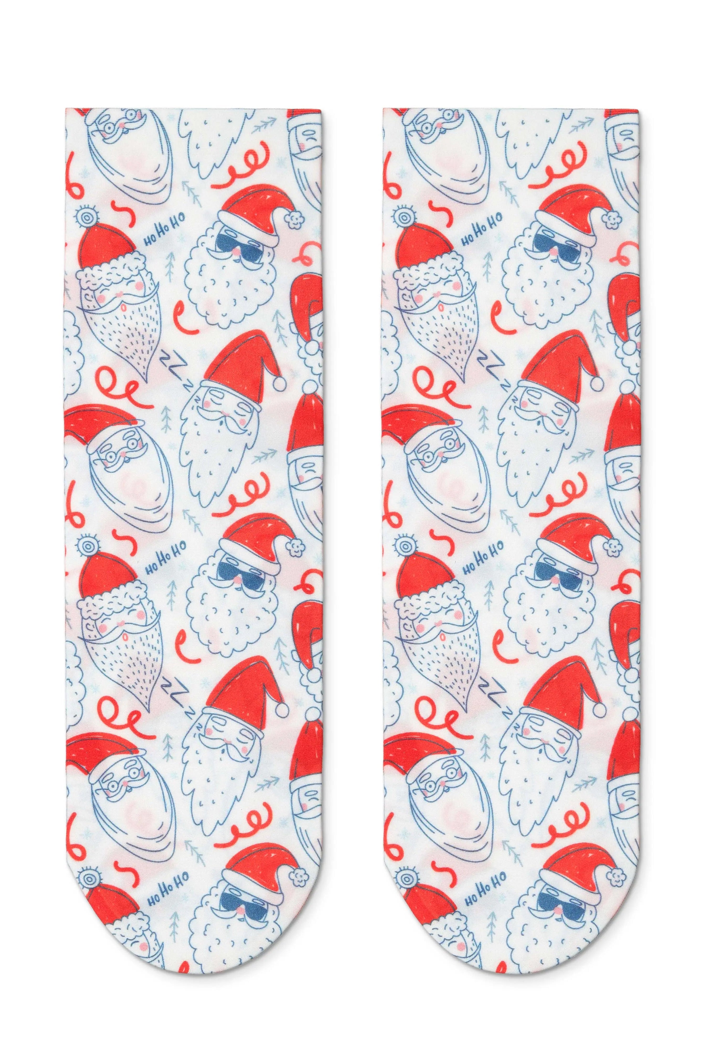 Pair of socks with gnome pattern on a white background