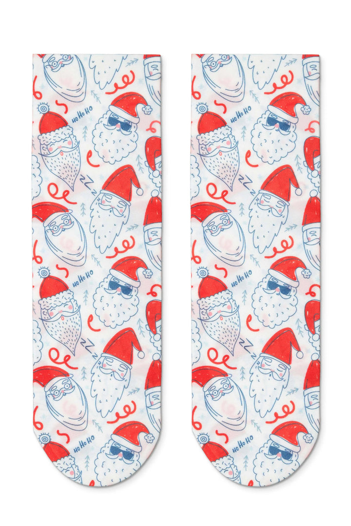 Pair of socks with gnome pattern on a white background