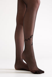 Black tights with a subtle design on a white background