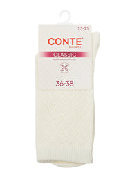 White sock with Conte packaging on a white background