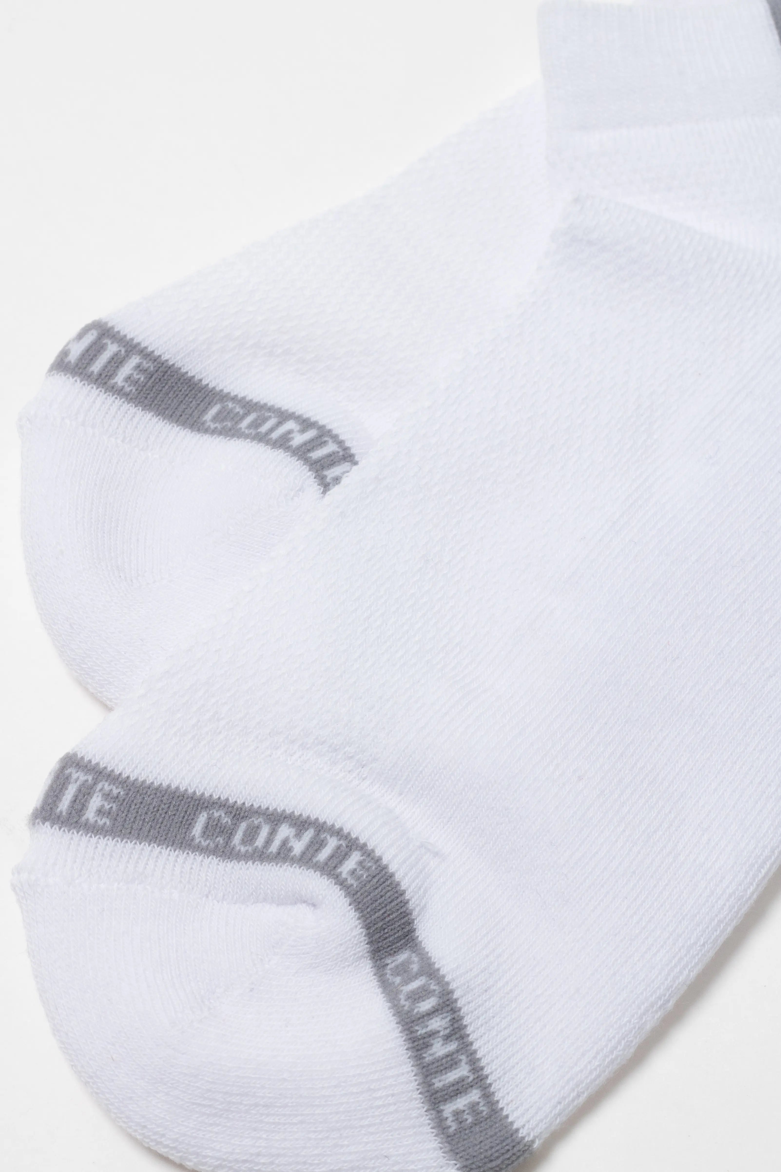 White socks with gray logo on a white background #color_white