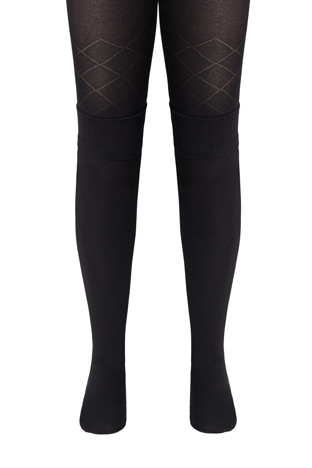 Black tights with argyle pattern on a white background #color_black
