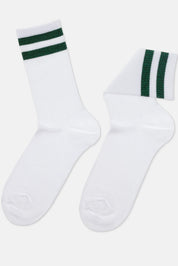 White socks with green stripes on a white background #color_green