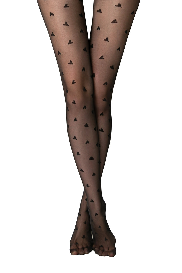 Black tights with heart pattern on a white background #color_nero-black