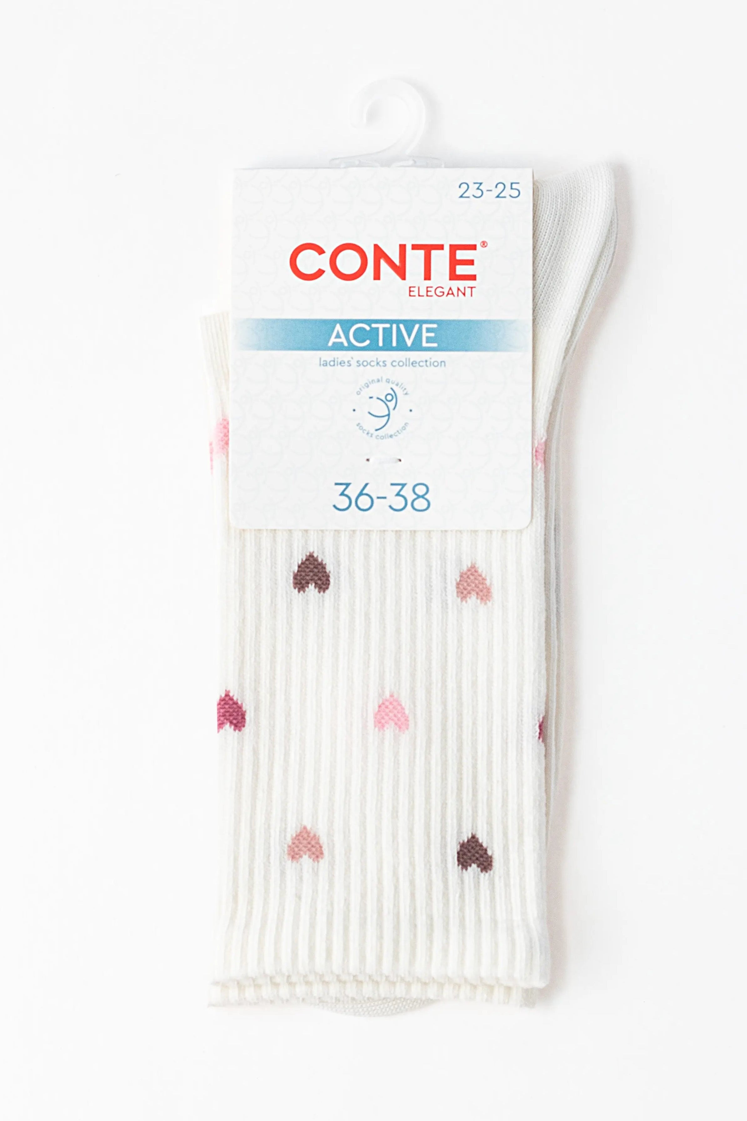 Pack of Conte socks with heart pattern on a white background #color_milky