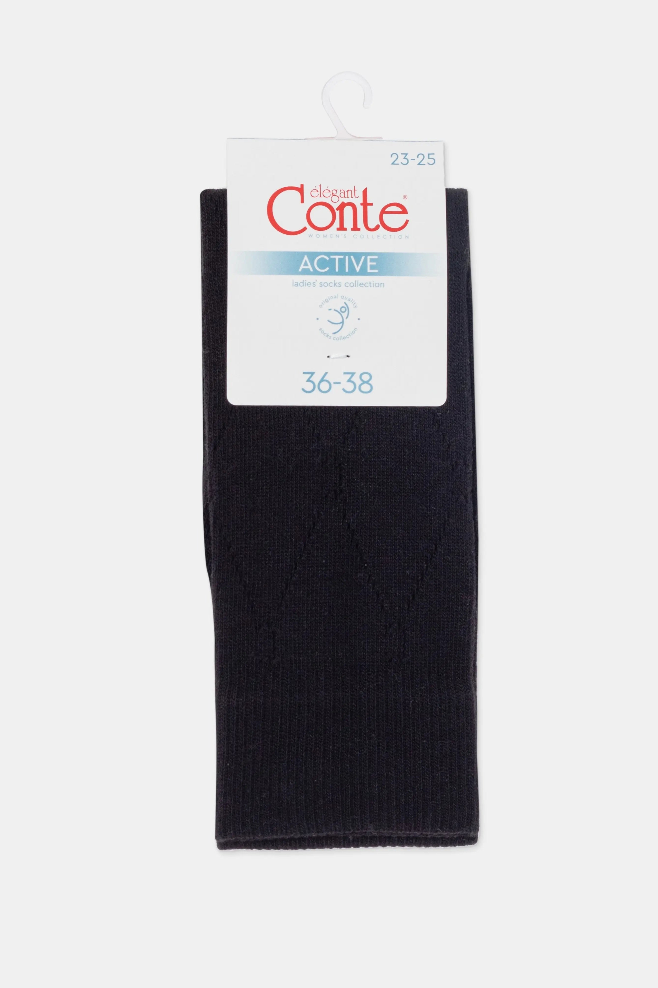 Black sock with Conte label on a white background #color_black