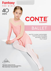 Conte Elegant ballet tights packaging with a girl in a pink dress and white tights. #color_natural-nude