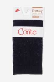 Black fabric swatch in packaging with 'Conte' branding on a white background