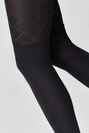 Black tights with a diamond pattern on a light gray background #color_black