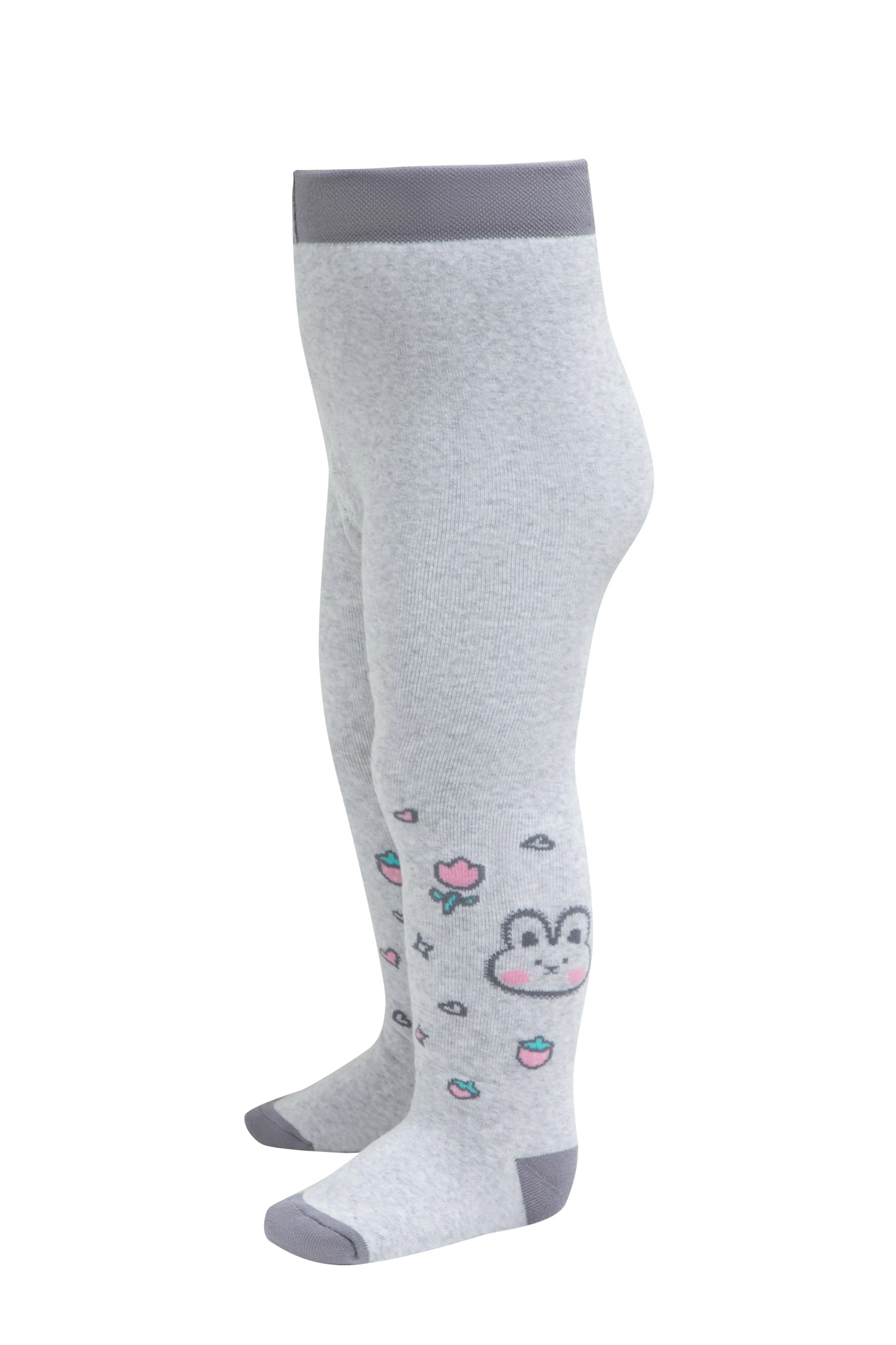 Gray tights with cartoon designs on a white background #color_light-gray