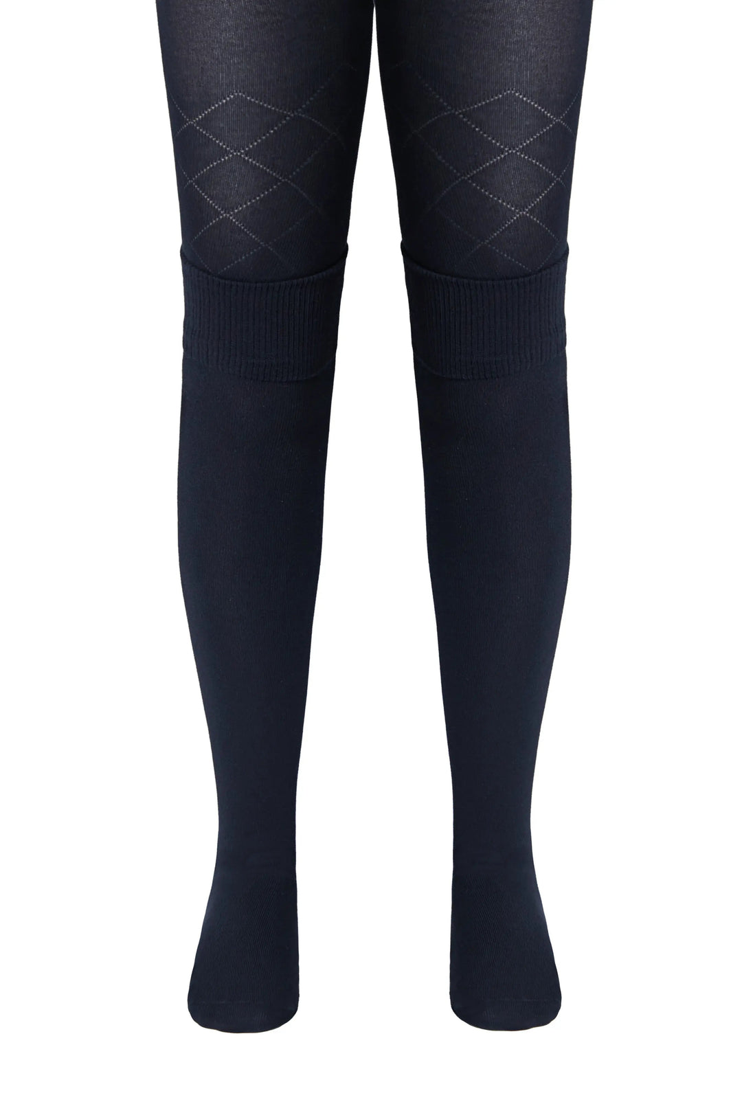 Navy tights with argyle pattern on a white background #color_dark-blue