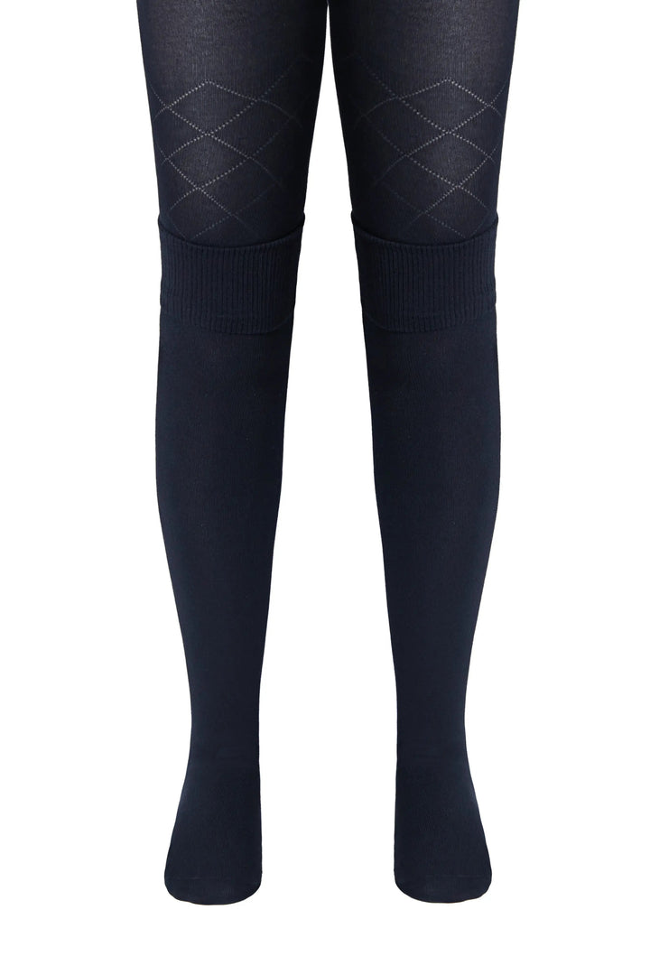 Navy tights with argyle pattern on a white background #color_dark-blue