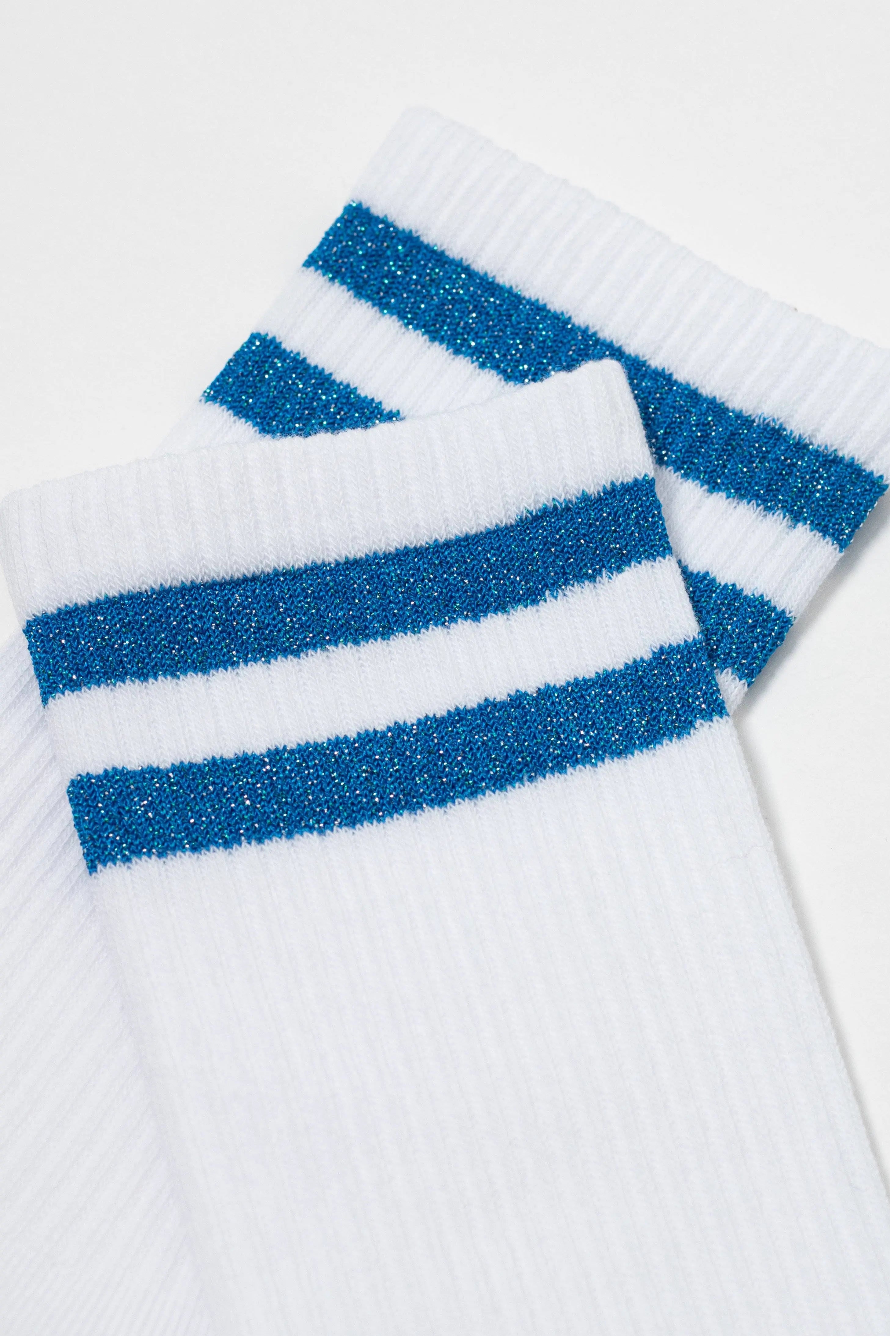 White socks with blue stripes on a white background #color_blue