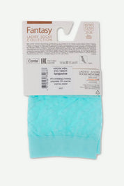 Turquoise lace lingerie set with packaging on a white background #color_turquoise