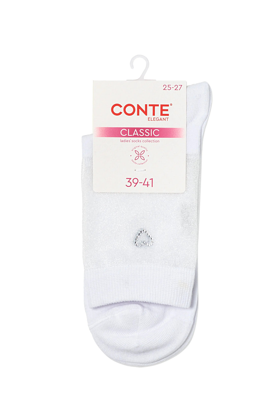 White ankle sock with Conte label on a white background #color_white