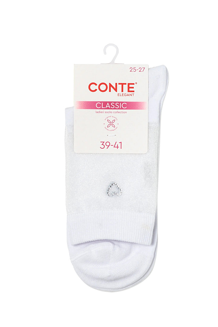 White ankle sock with Conte label on a white background #color_white