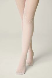 Light pink tights with subtle pattern on a beige background #color_bianco