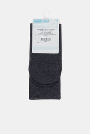 Dark gray sock with a label on a white background #color_dark-gray