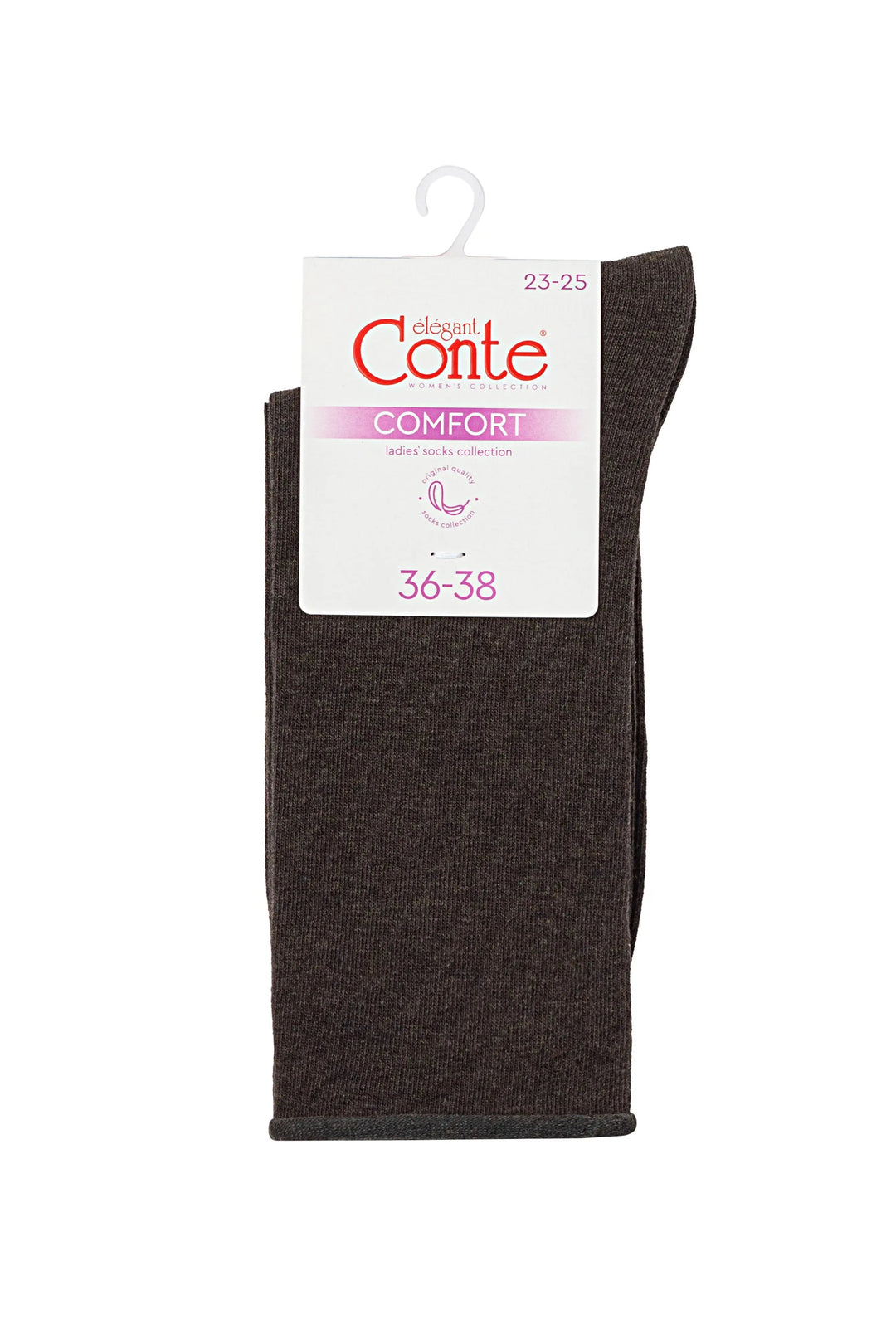 Dark gray sock with Conte label on a white background #color_dark-brown