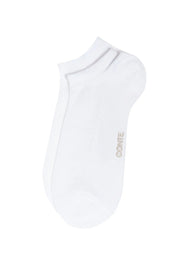 White ankle sock with brand logo on a white background #color_white